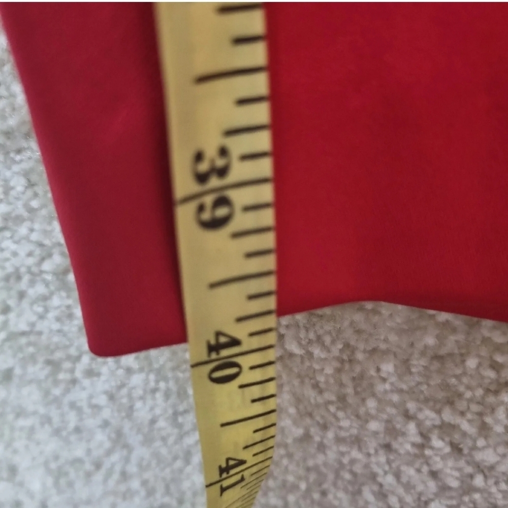 George Satin Dress Size 12 Red Pencil Dress Sweatheart Neckline Knee Length Belt - Picture 8 of 8